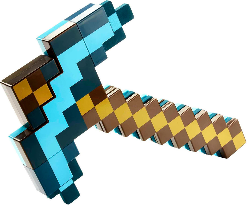 Mattel Minecraft sword and pickaxe set features a versatile, multi-function design.