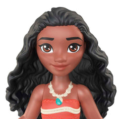 Close-up of Moana doll face with Disney Princess styling.