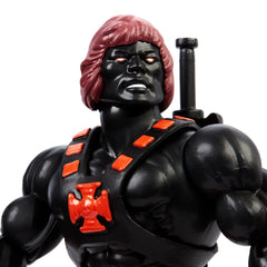 Mattel MOTU He-Man battle accessory enhances dynamic play and pose options.