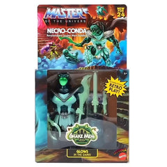 Mattel MOTU Origins Necro-Conda comes with three weapons and a trading card.