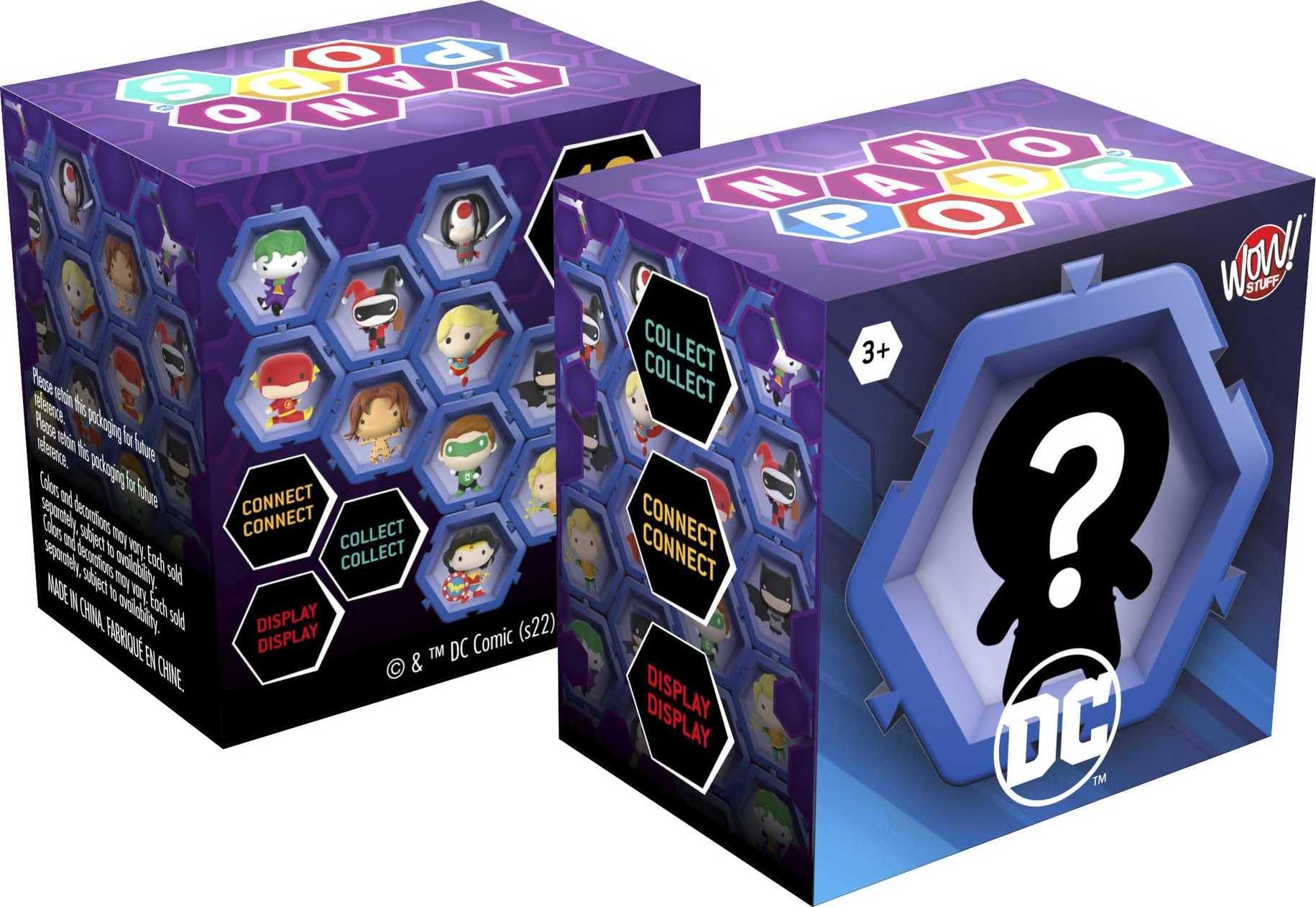 Mattel NANO PODS DC Universe figure in hex pod for display-ready collecting.