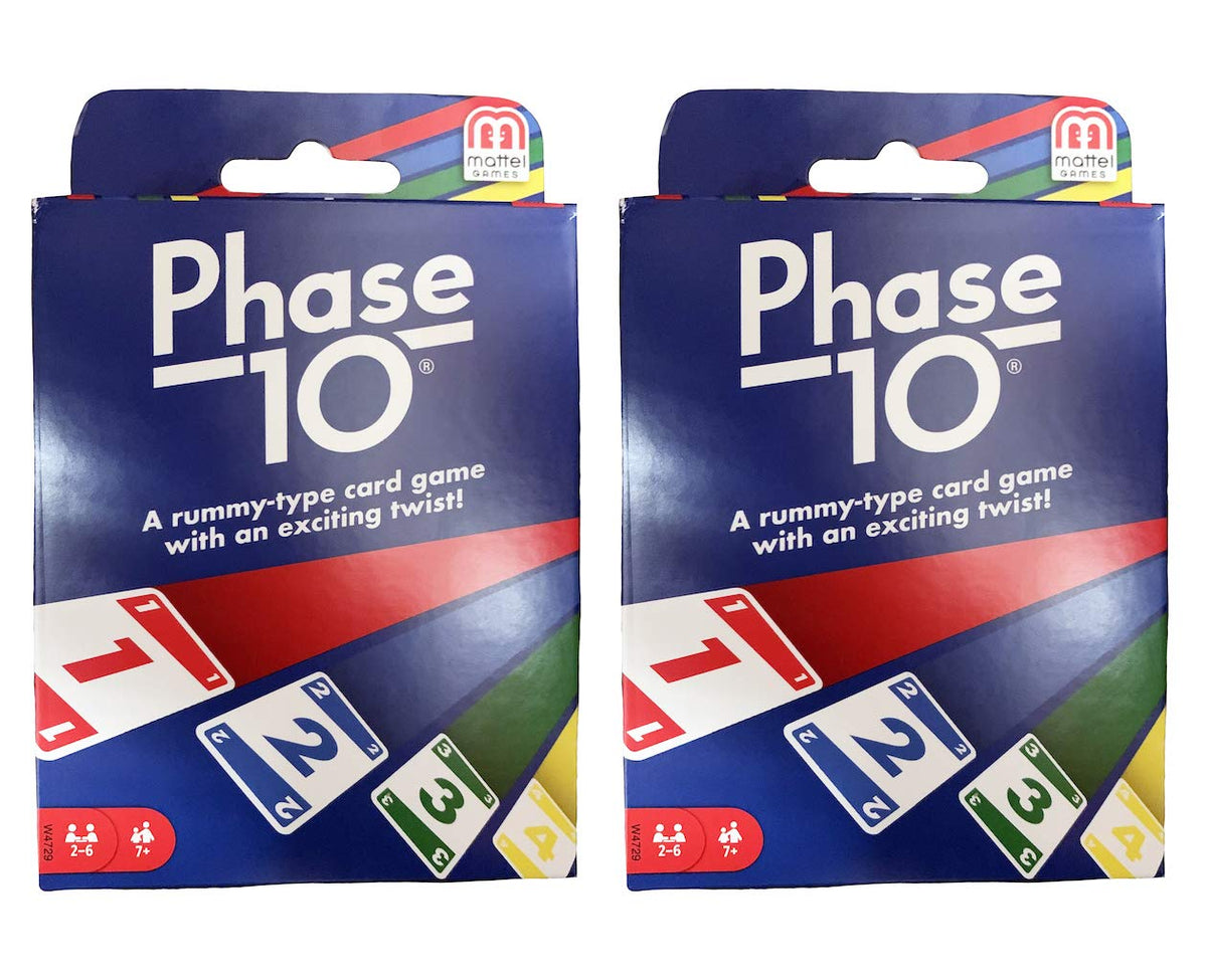 Mattel Phase 10 2-pack cards on table for family game night