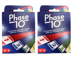 Mattel Phase 10 2-pack cards on table for family game night