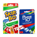 Mattel Phase 10 and Skip-Bo box front, ideal for family game night