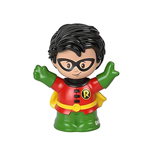 Mattel replacement Robin figure, side view, durable DC Super Friends detail for Little People play.
