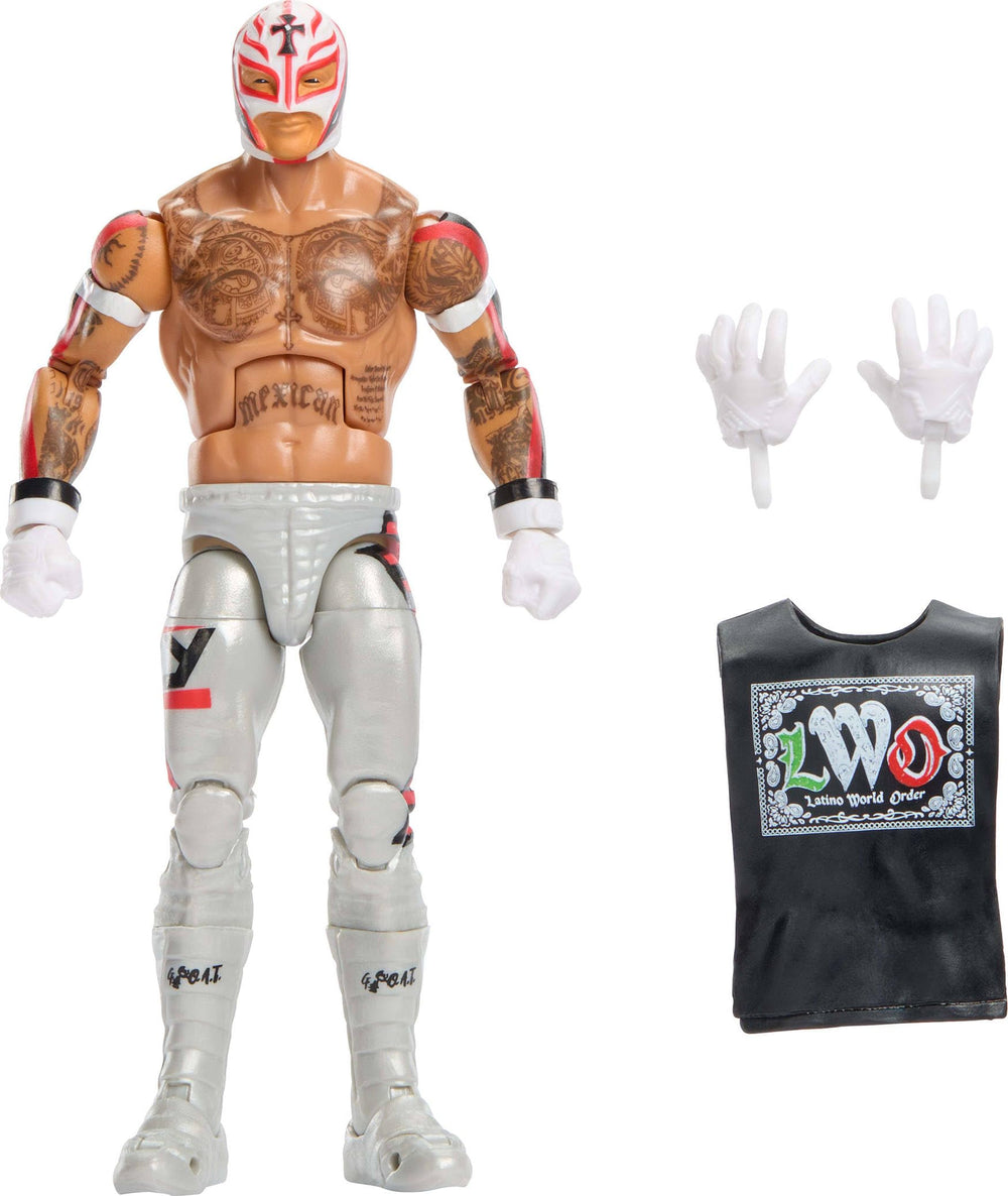 Mattel Rey Mysterio Elite figure front view for dynamic posing
