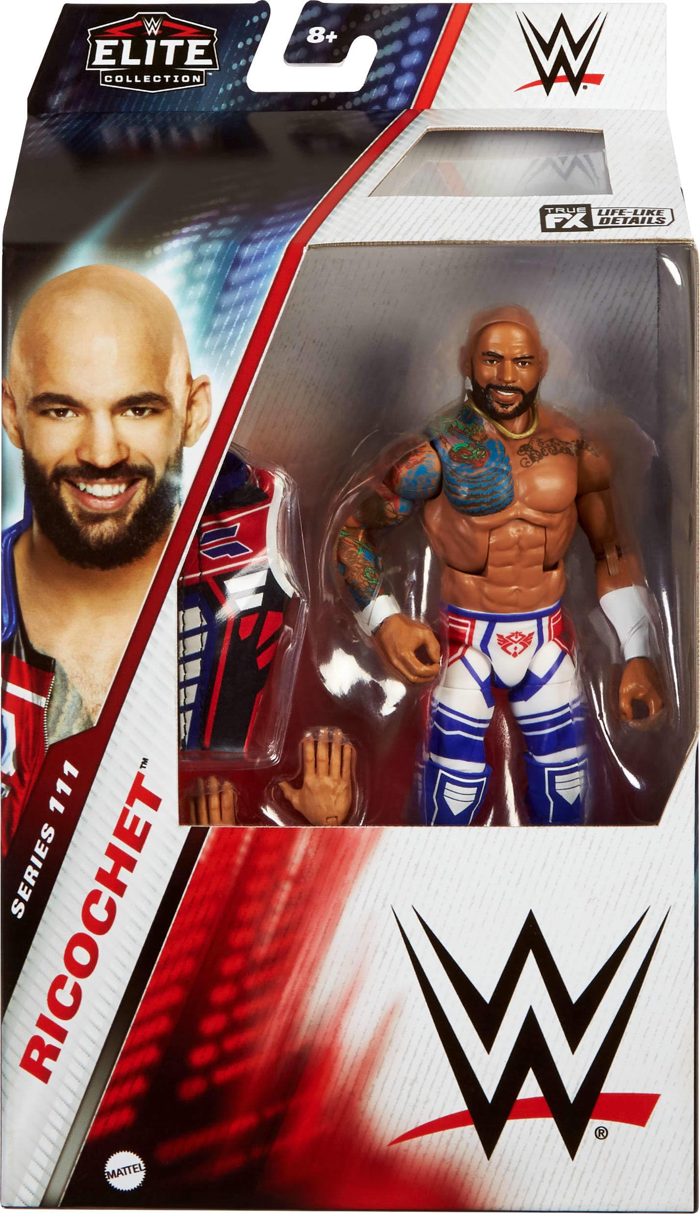 Mattel Ricochet Elite figure in dynamic pose showcases 25 articulation points.