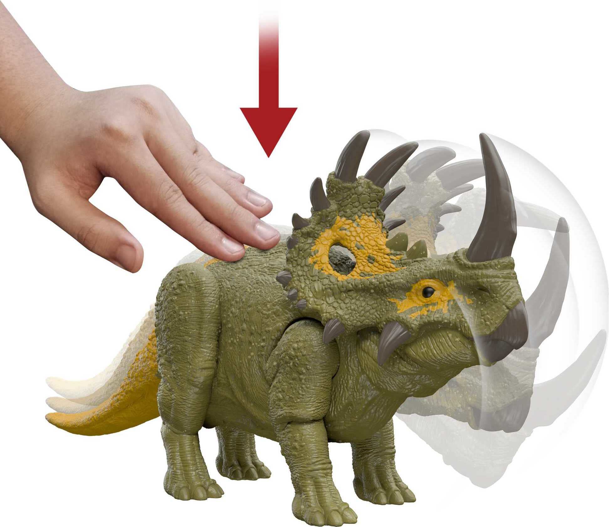 Mattel Sinoceratops head ram attack action for dynamic battle play