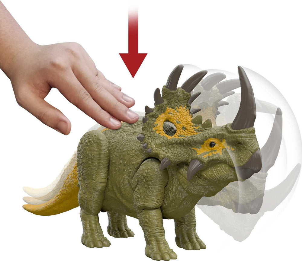 Mattel Sinoceratops head ram attack action for dynamic battle play
