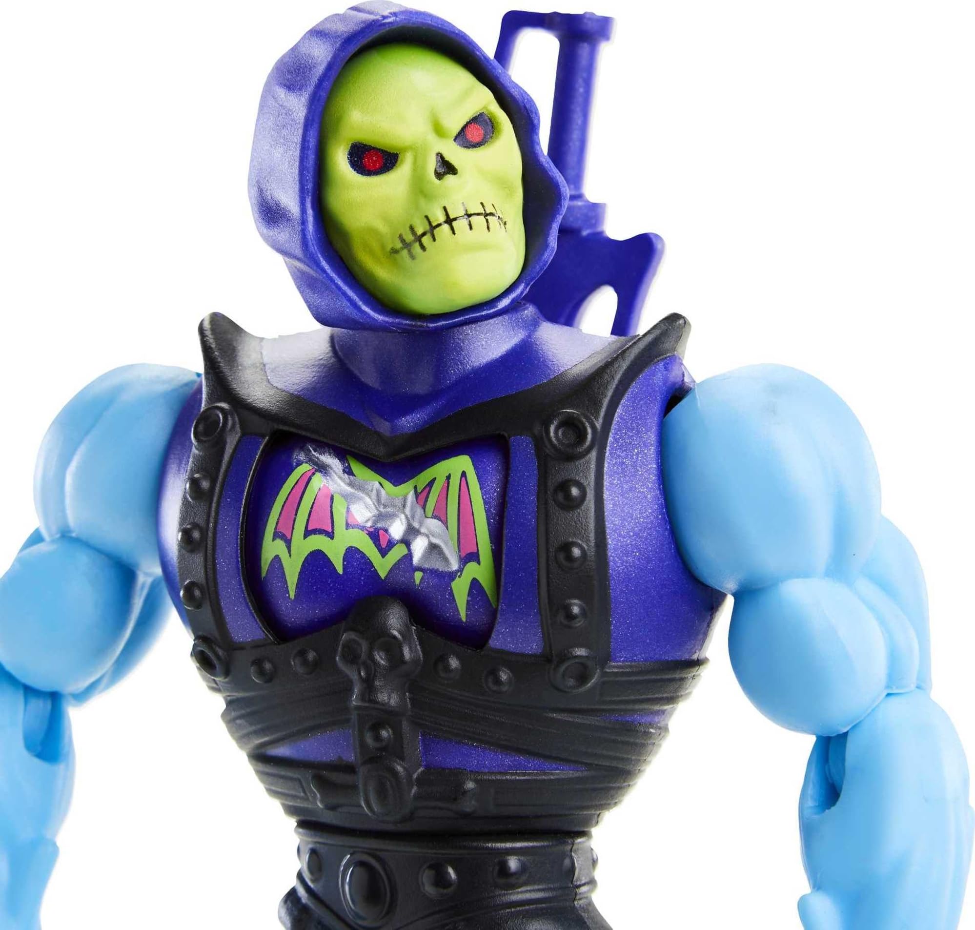 Mattel Skeletor Deluxe battle armor and damage swap in action