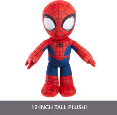 Mattel Spider-Man Plush Talkers travel size image highlights portability for adventures.