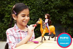 Mattel Spirit Untamed Lucky doll rides Spirit, showcasing dynamic riding play.