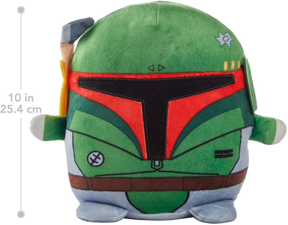 Mattel Cuutopia Boba Fett plush with iconic costume for collectible display.