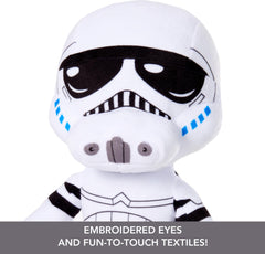 Mattel Star Wars Plush Talkers Stormtrooper features printed graphics capturing signature look.