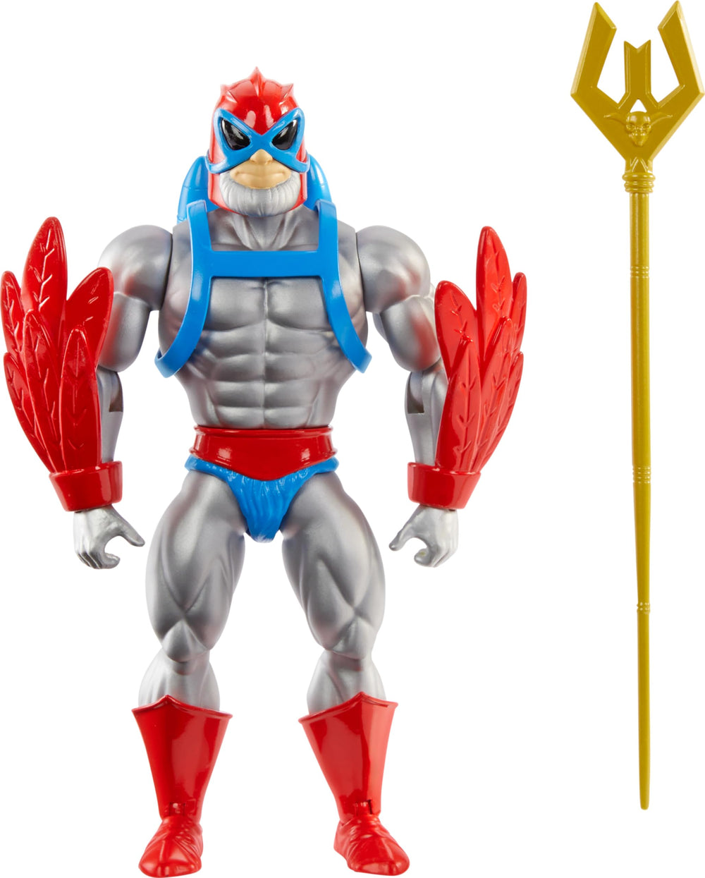 Mattel Stratos Origins figure with Staff of Avian for nostalgic display and play.