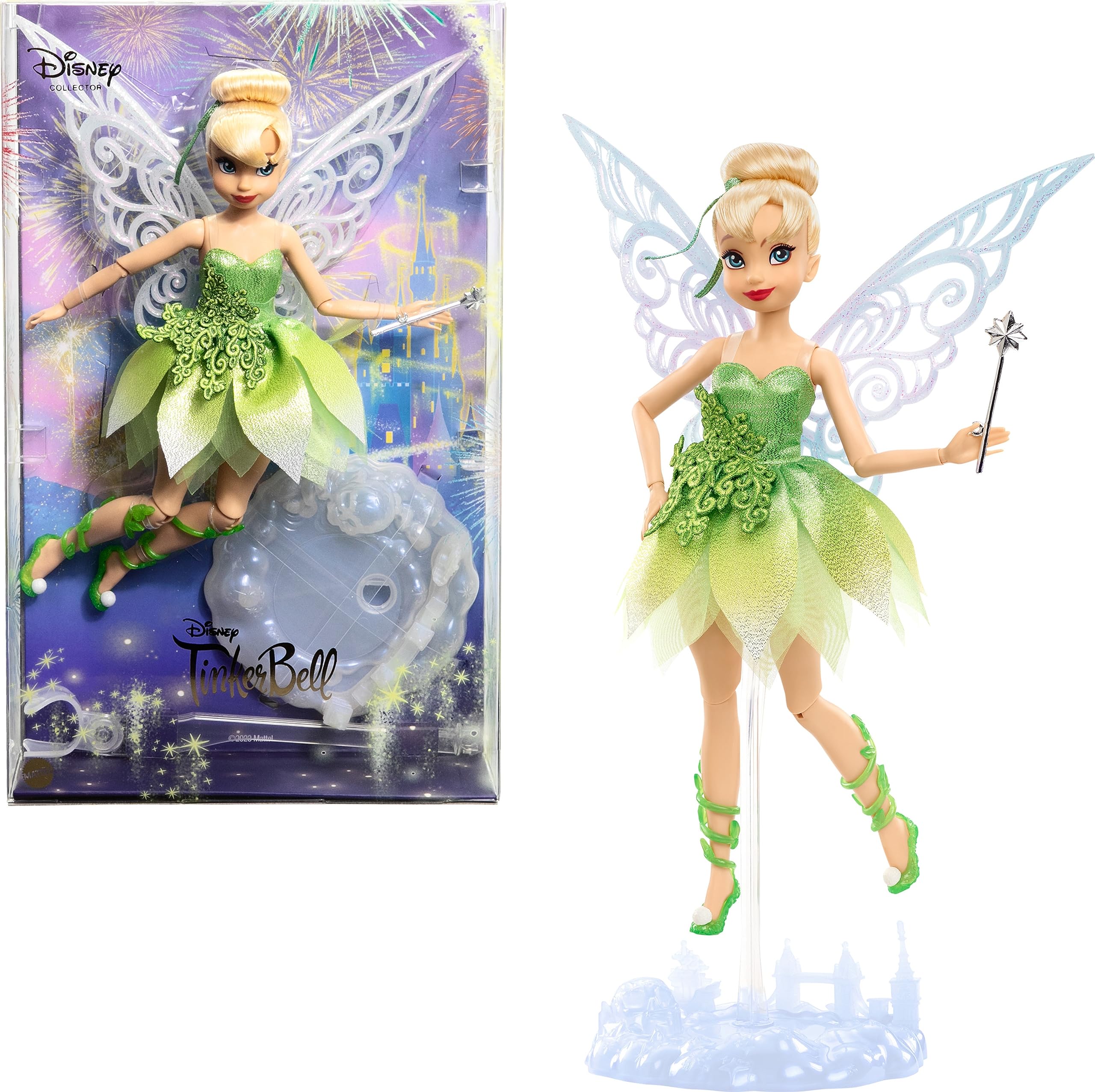 Mattel Tinker Bell collector doll with wings for display and imaginative play.