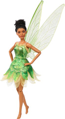 Mattel Tinker Bell doll in movie-inspired dress with glittery fabric.
