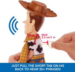 Mattel Toy Story Woody plastic head and accessories for authentic look.
