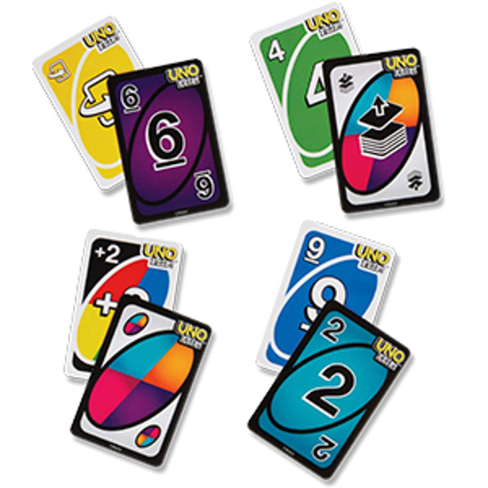 Mattel UNO Flip flip-card action adds strategic twists.