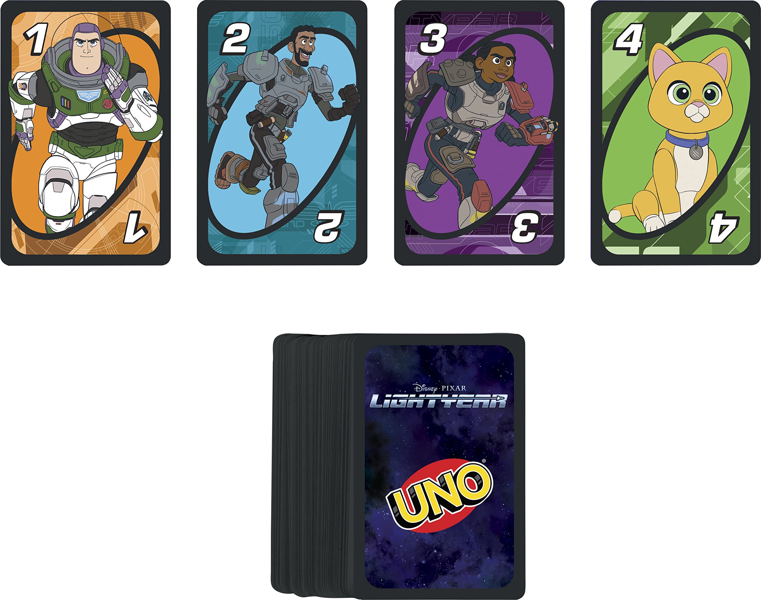 Mattel UNO Lightyear setup for 2 to 10 players at a lively game night.