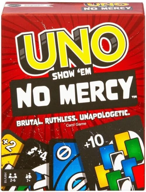 Mattel Uno No Mercy compact cards, perfect for portable fun at gatherings