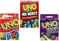 Mattel Uno No Mercy pack cover with bold colors for family game night.