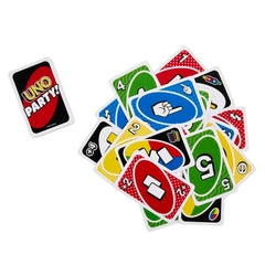 Mattel UNO Party card piles on table ready for quick rounds
