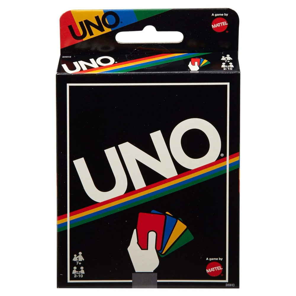 Mattel UNO Retro Edition deck with bold colors for family game night.