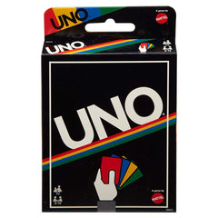 Mattel UNO Retro Edition deck with bold colors for family game night.