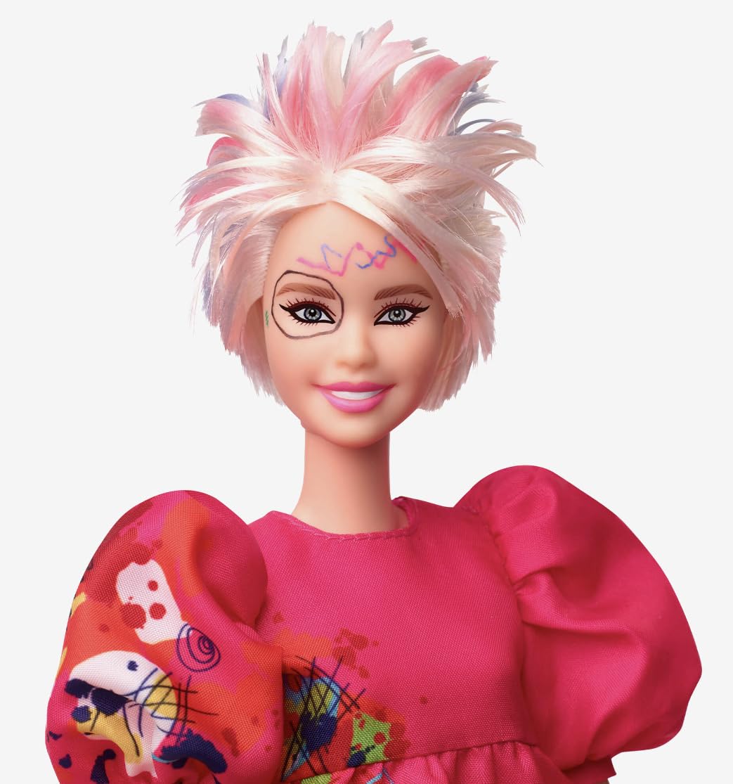 Mattel Weird Barbie Movie doll close-up outfit detail for creative styling.