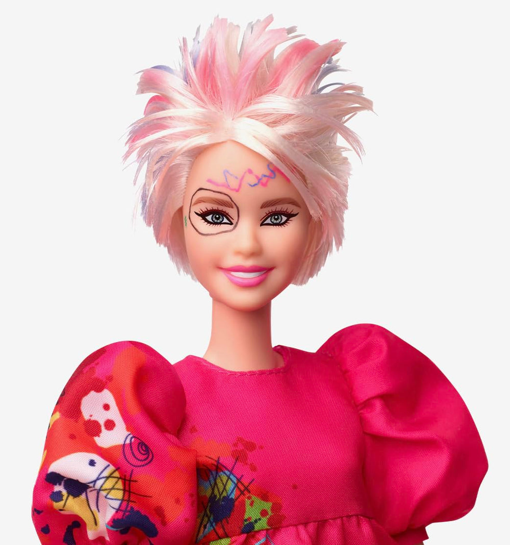 Mattel Weird Barbie Movie doll close-up outfit detail for creative styling.
