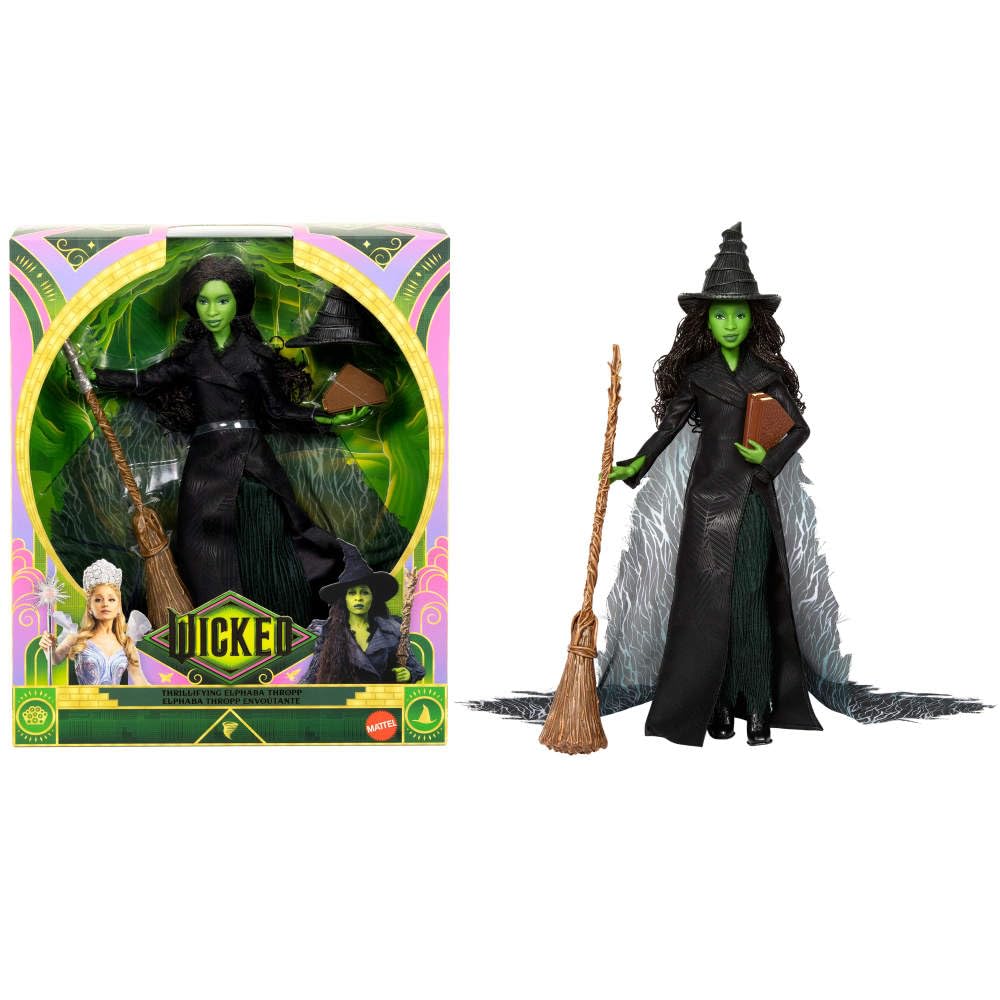 Mattel Wicked Elphaba doll in a true-to-movie gown and cape for imaginative play and display