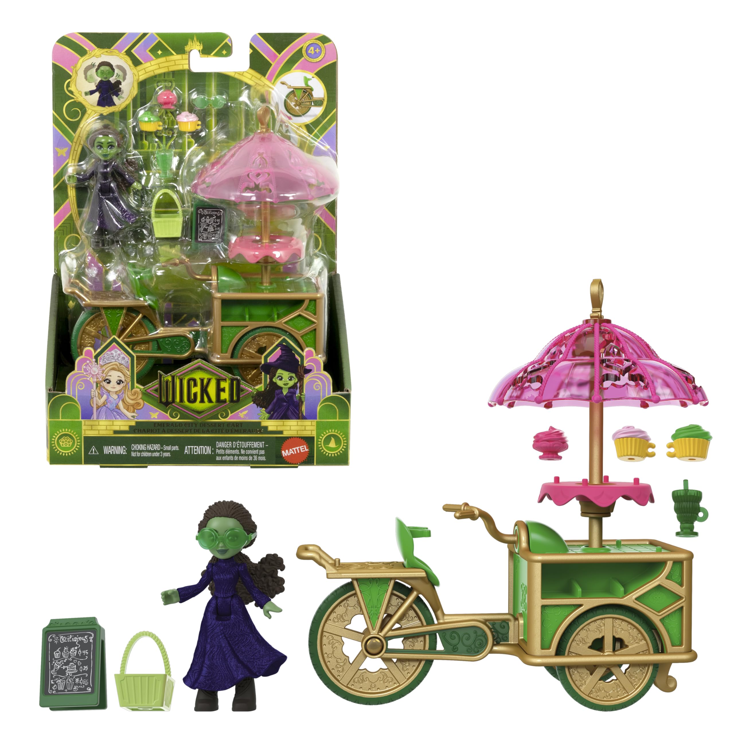 Mattel Wicked Emerald City dessert cart front view for imaginative play
