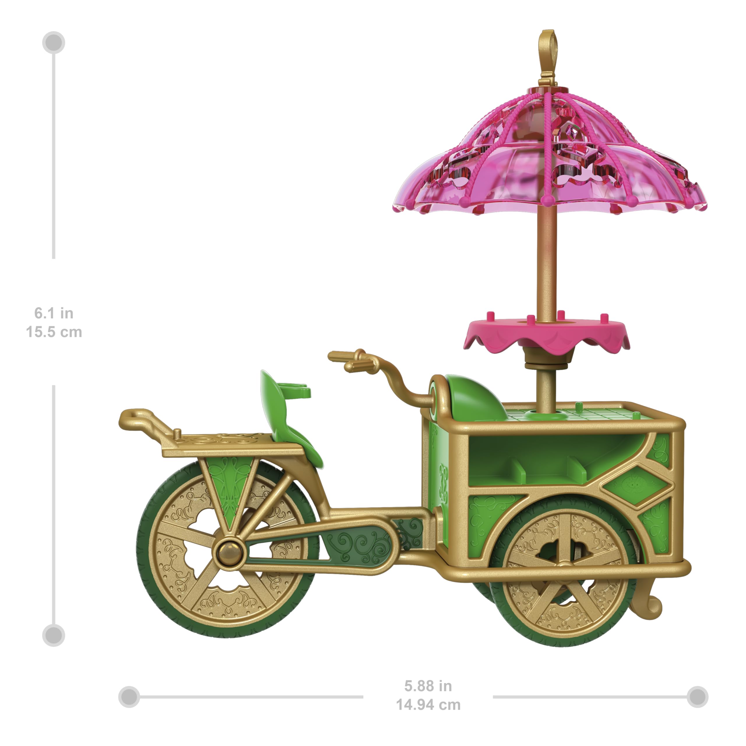 Mattel Wicked dessert cart side view with wheels ready for Oz adventures