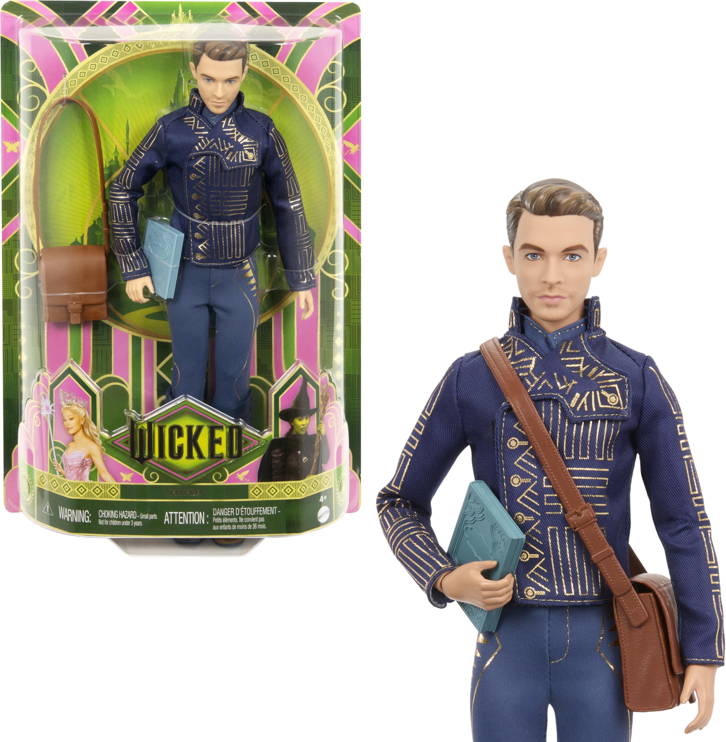 Mattel Wicked Fiyero doll assembly view shows poseable 12 inch figure ready for imaginative play.