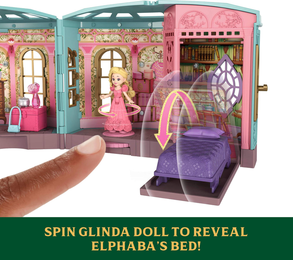 Mattel Wicked Elphaba bed space reveal in dorm layout for play moments.