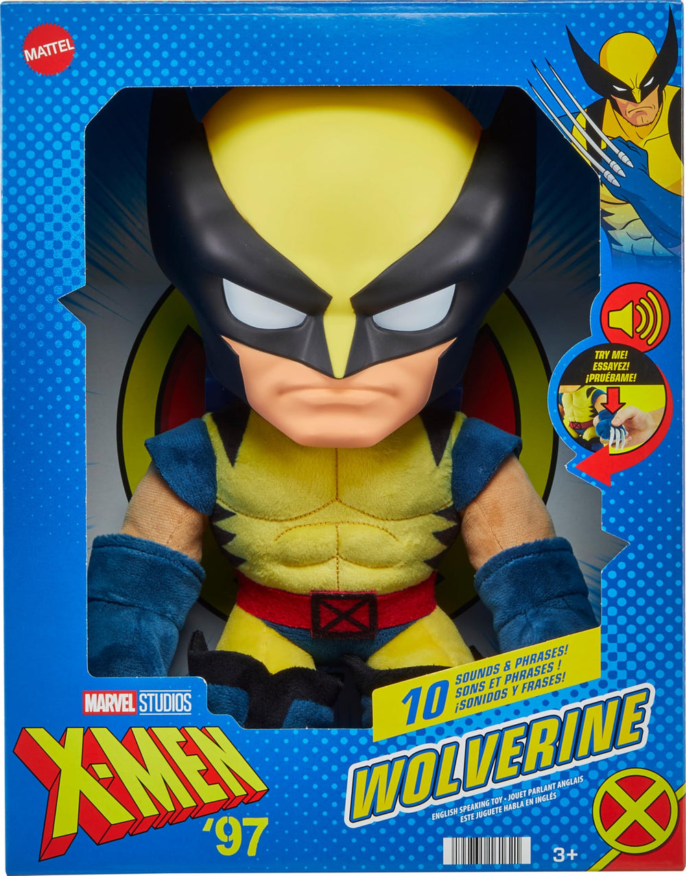 Mattel Wolverine plush showcases retro animation styling for classic fan moments.
