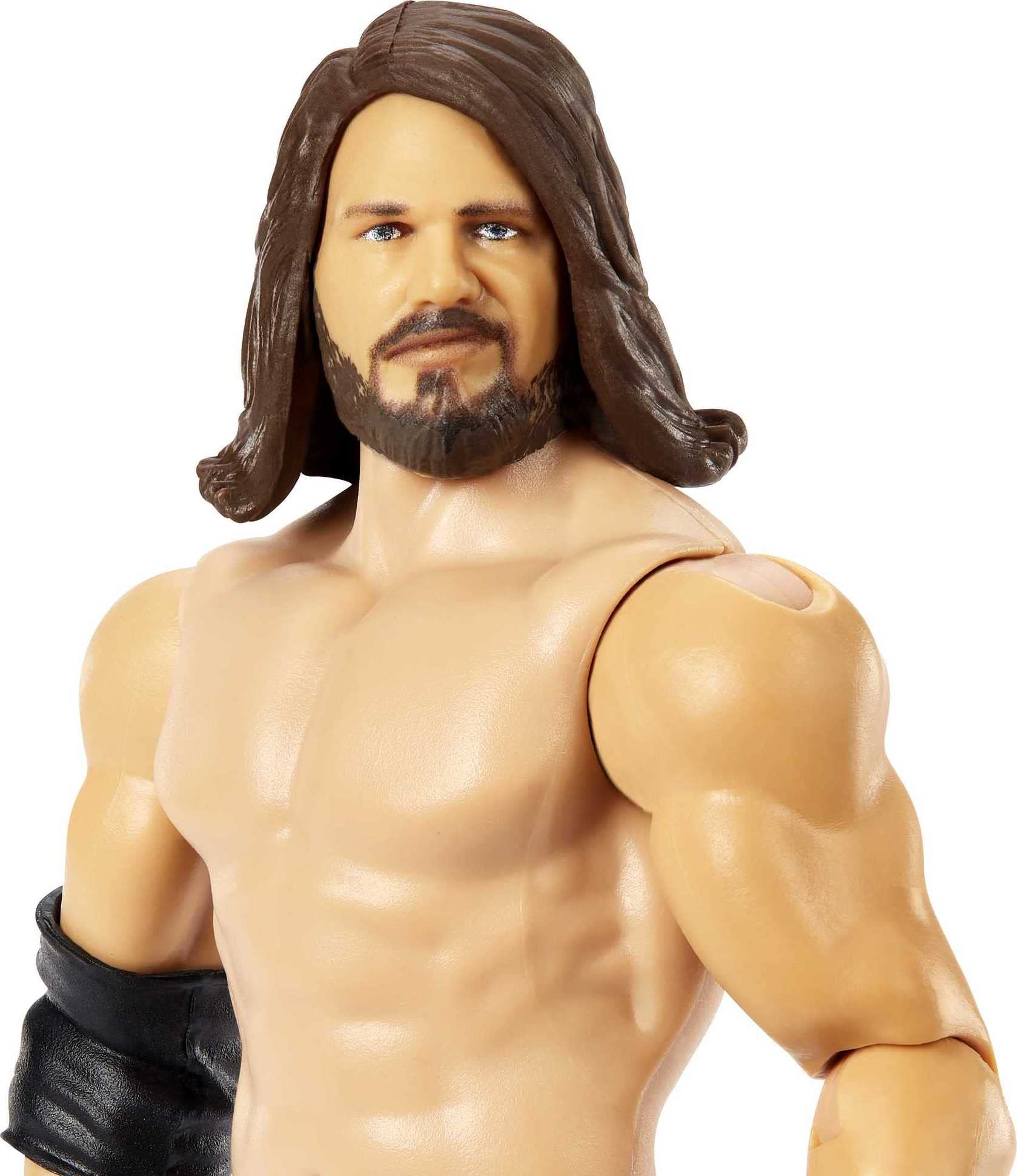 Mattel WWE Aj Styles TrueFX face detail for lifelike expressions during battles.