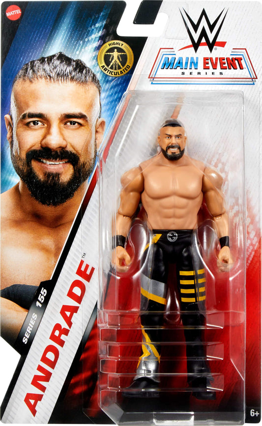 Mattel WWE Andrade 6-inch figure demonstrates articulation for dynamic posing.
