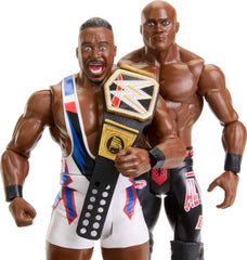 Mattel WWE Big E vs Lashley ring gear closeup with bold colors