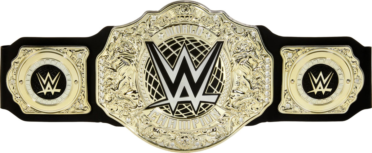 Mattel WWE Championship belt strap with authentic style for immersive pretend play.
