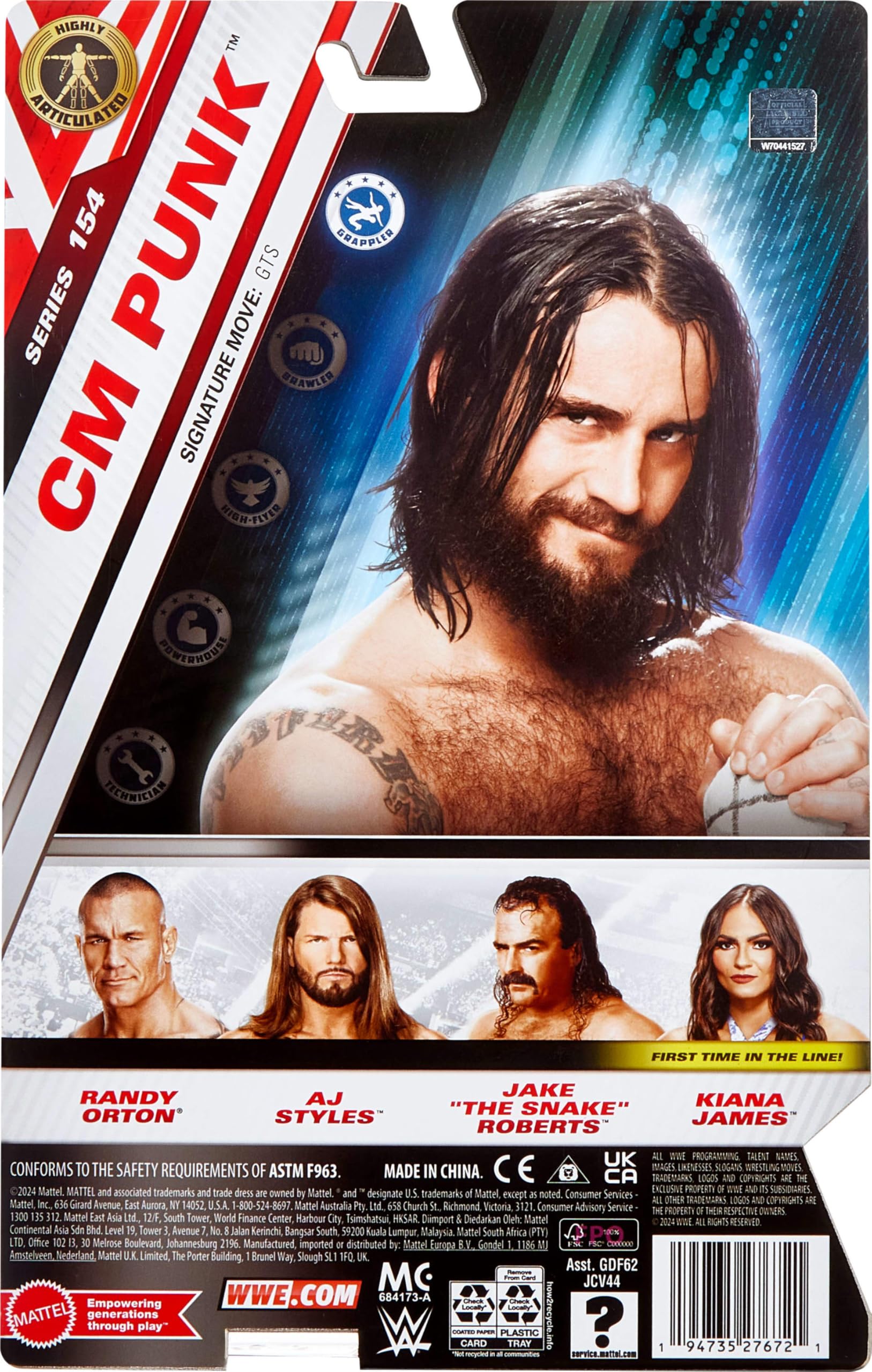 Mattel Cm Punk 6-inch figure designed for display-ready shelving