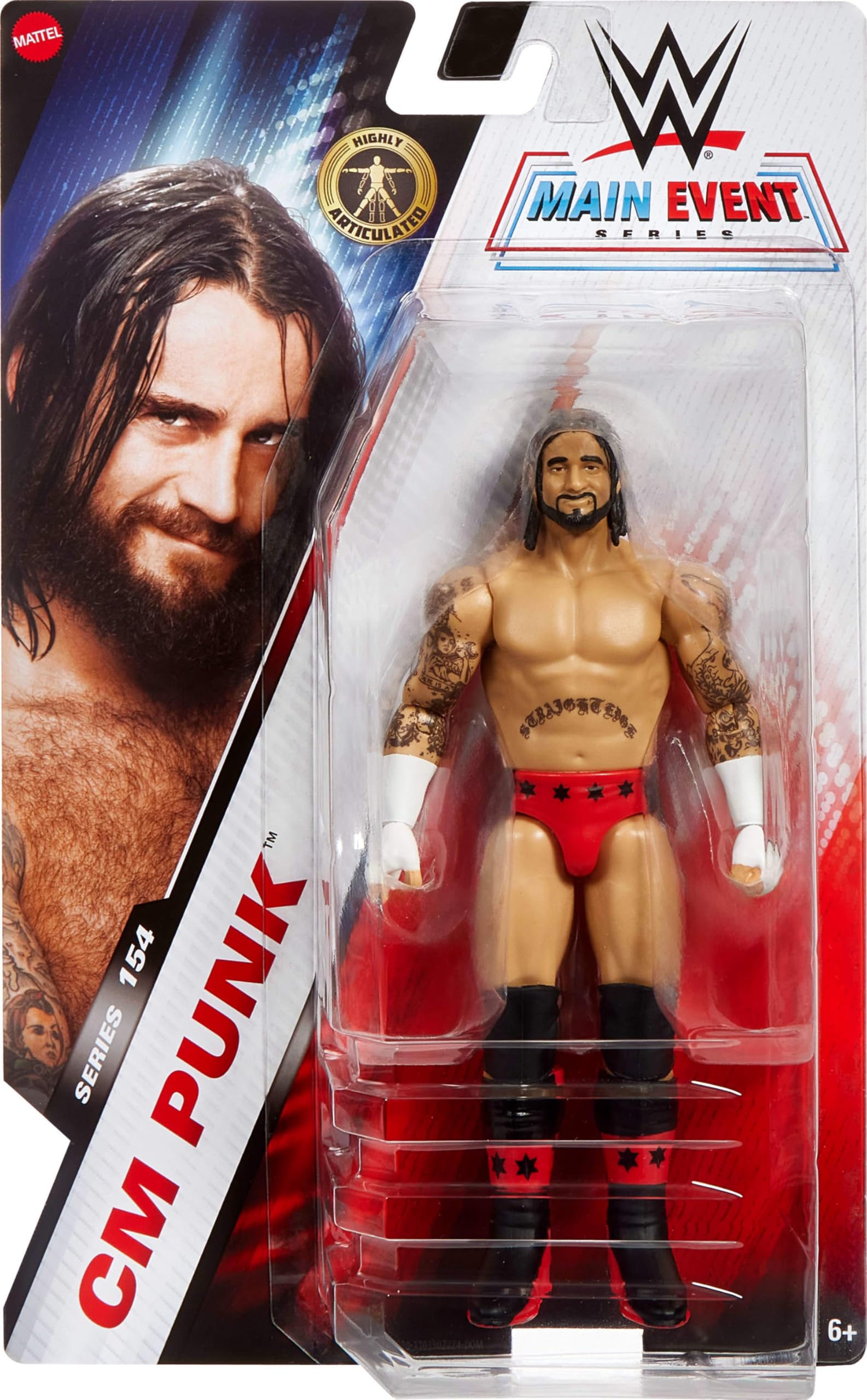 Mattel Cm Punk TrueFX face detail for lifelike expression and collector appeal