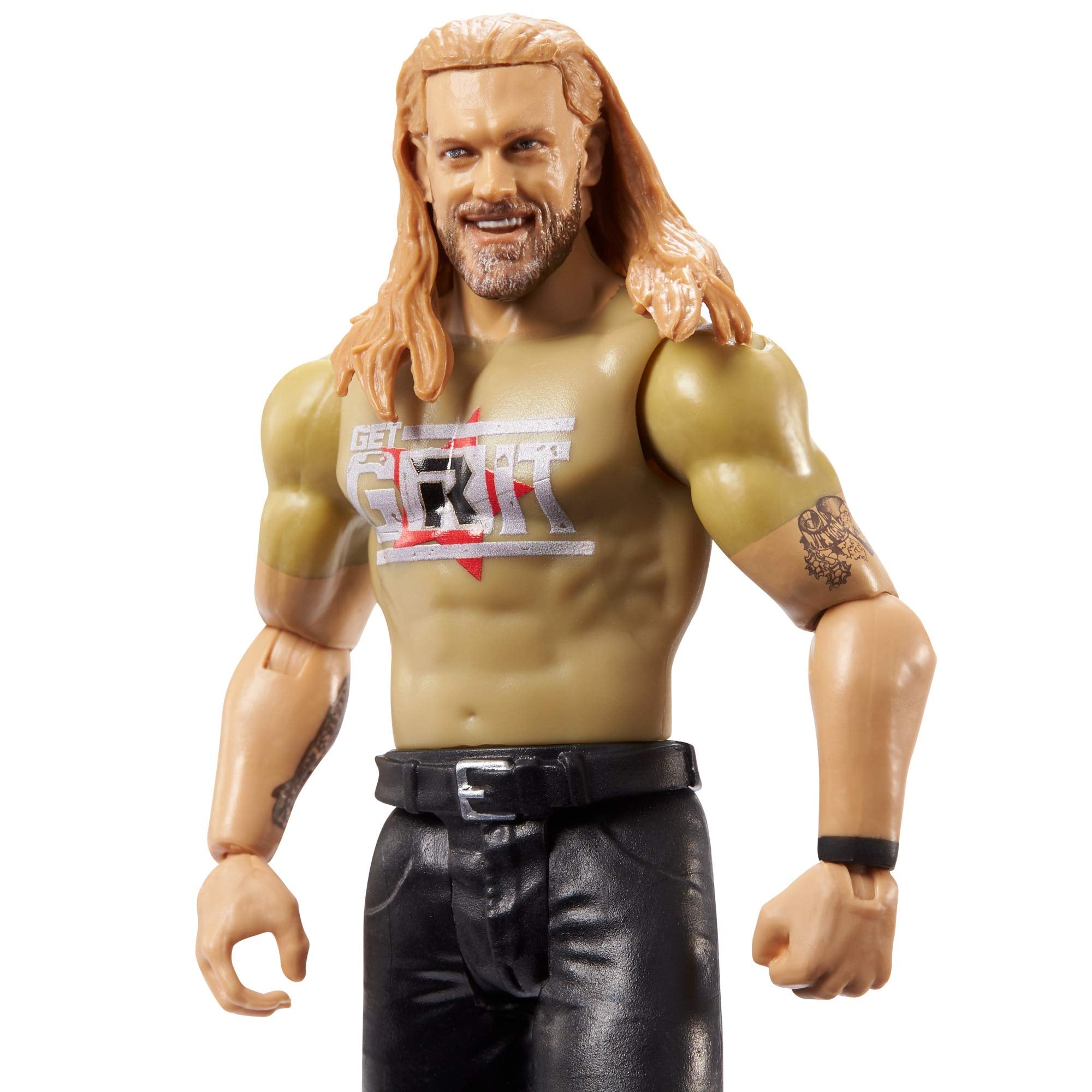 Mattel WWE Edge Series 120 TrueFX face detail captures lifelike expressions.
