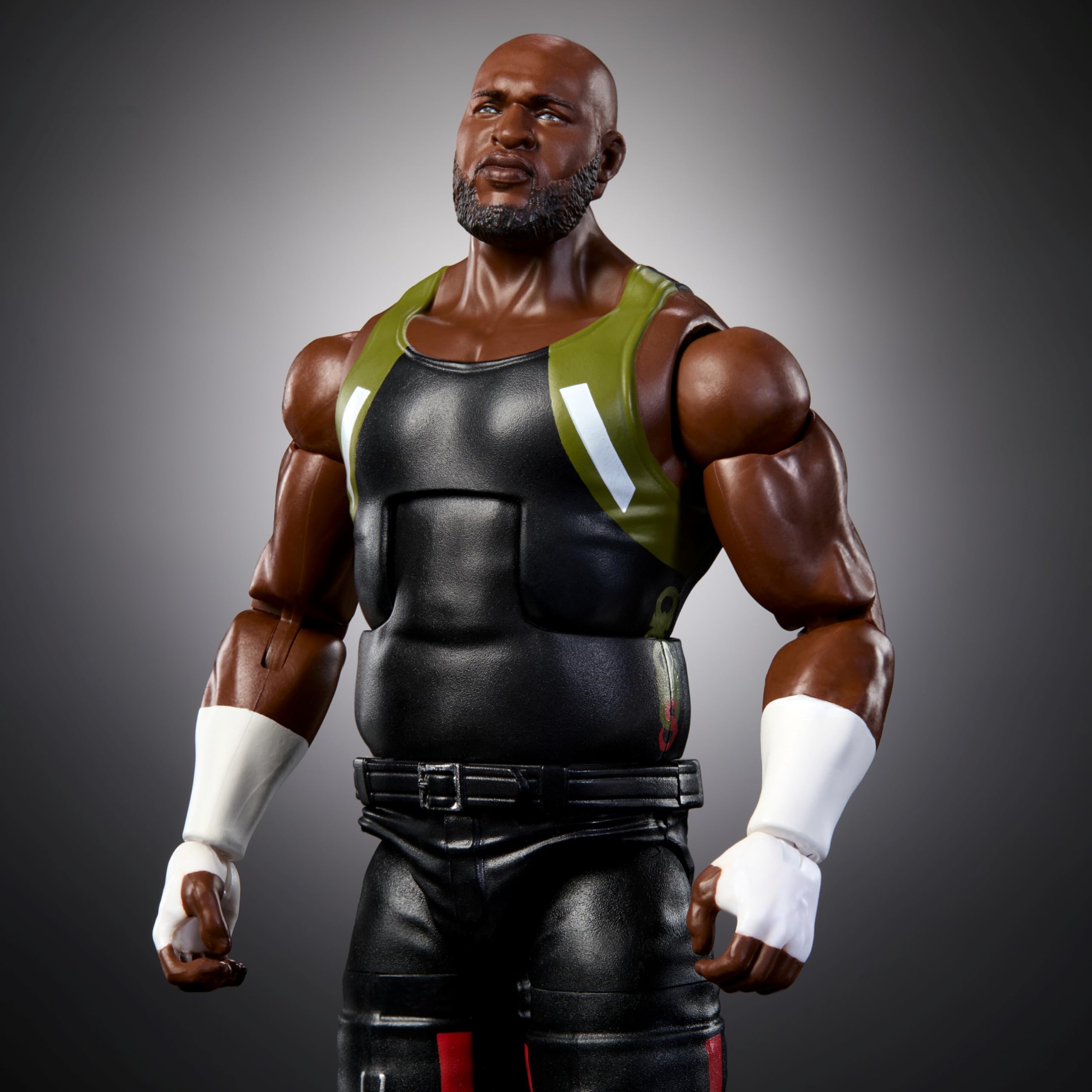 Mattel WWE Elite Omos TrueFX detailing for lifelike facial features.