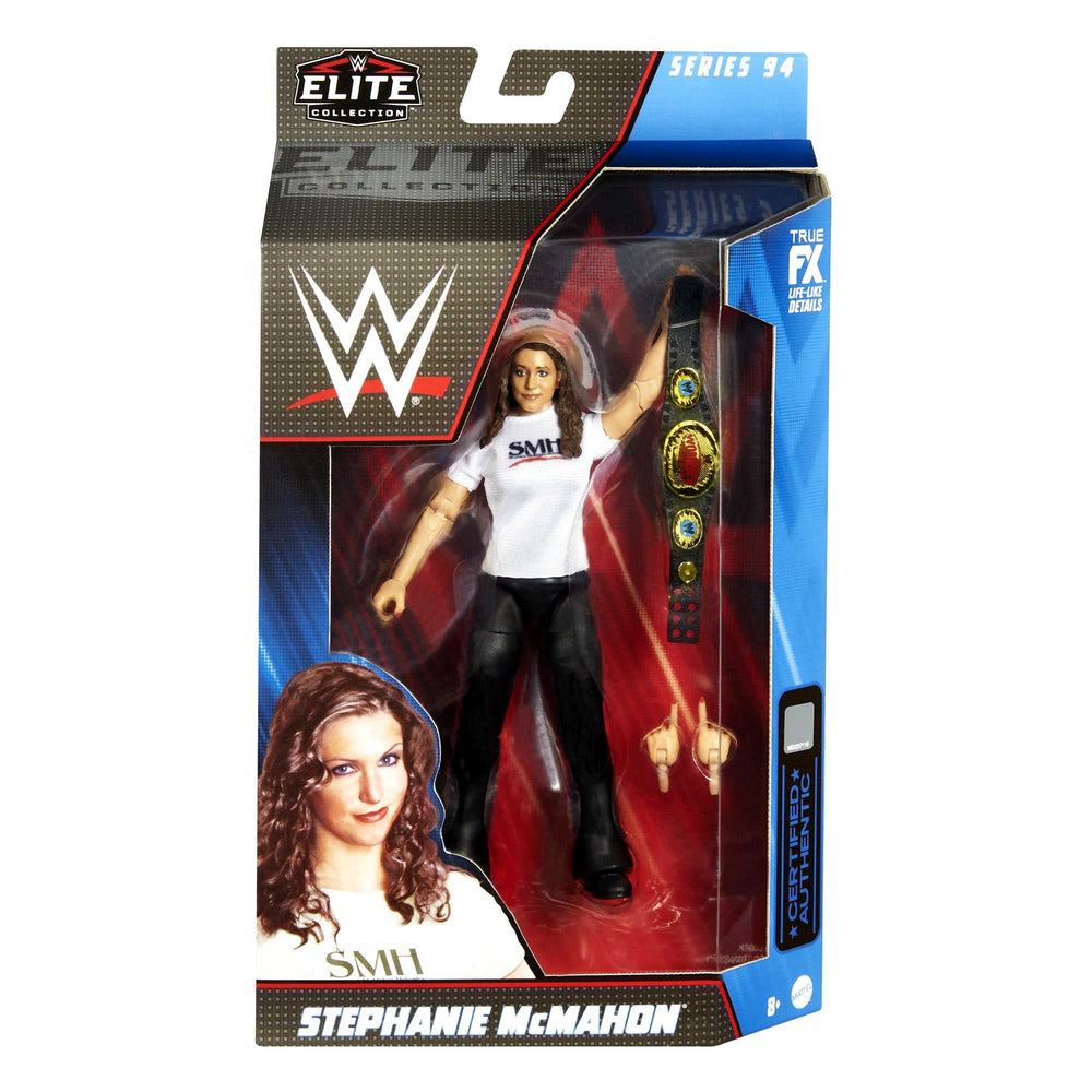 Stephanie McMahon WWE Elite figure on a shelf for display and storytelling.
