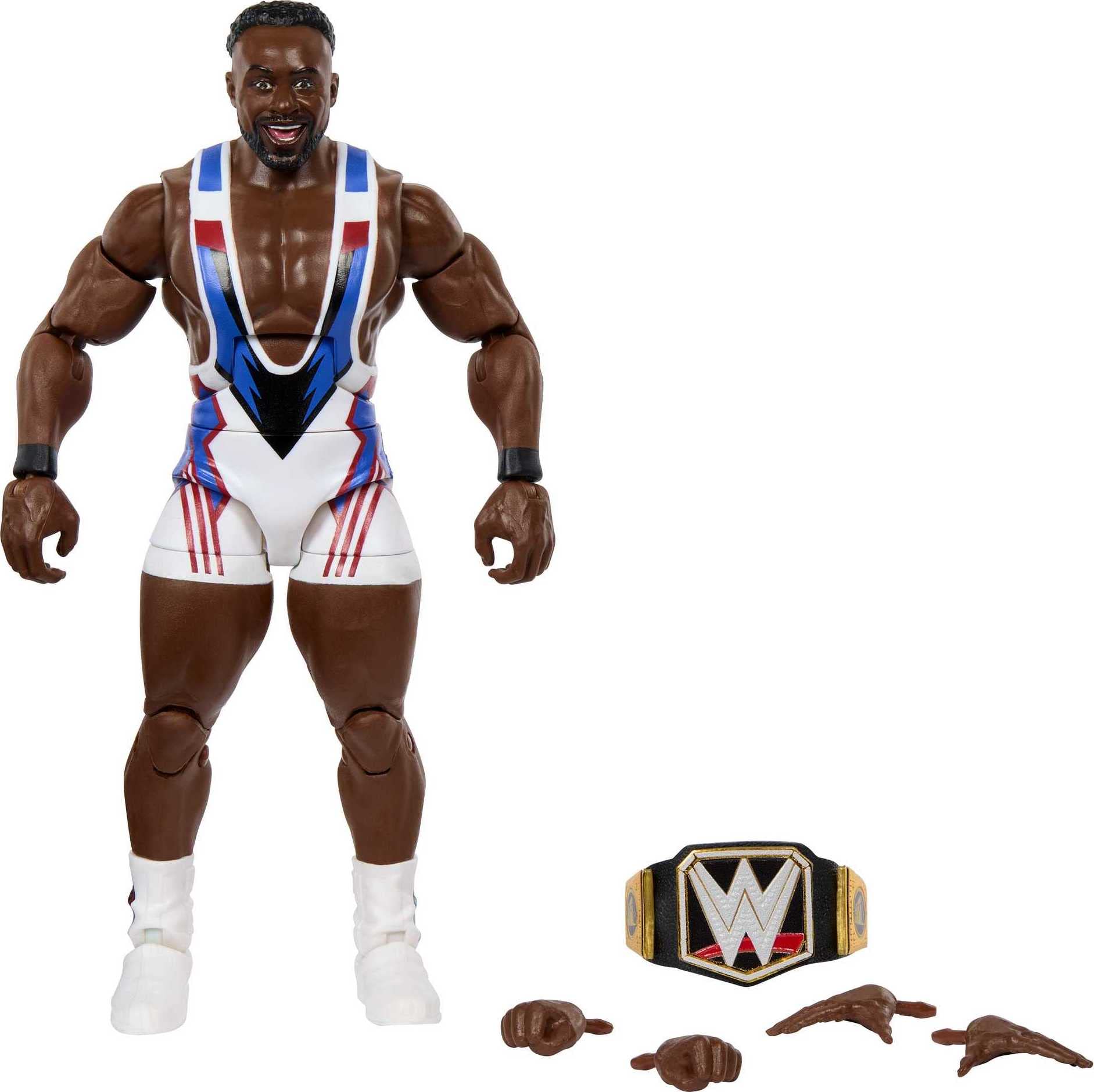 Mattel WWE Elite Big E Series 98 figure front view for display and dynamic play