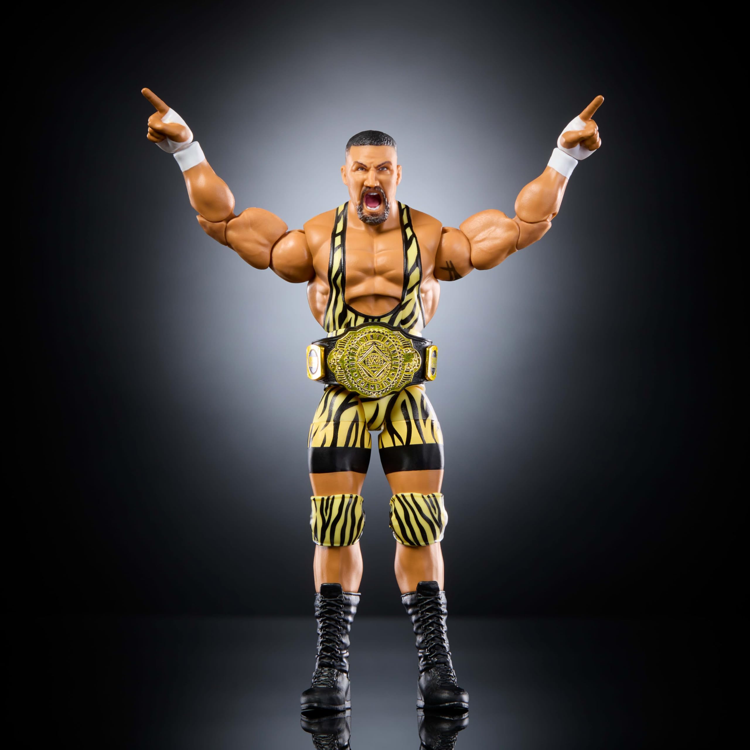 Mattel WWE Elite Bron Breaker with swappable hands for versatile action scenes.