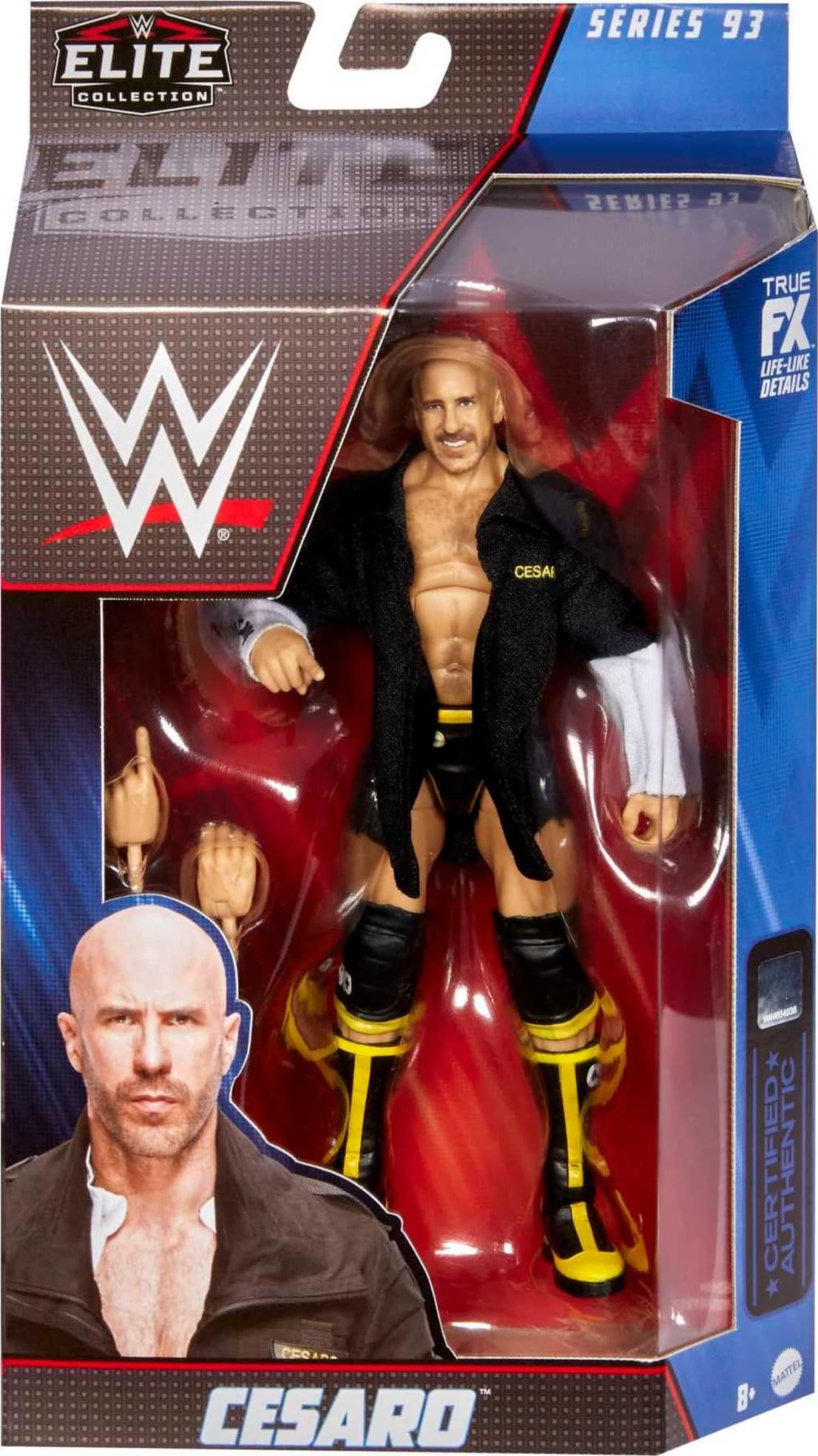 Mattel Cesaro Elite figure articulation pose showcasing 25-point posability