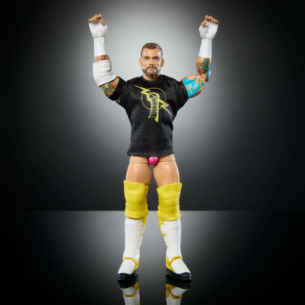 Mattel WWE Elite CM Punk figure in dynamic pose ready for action.